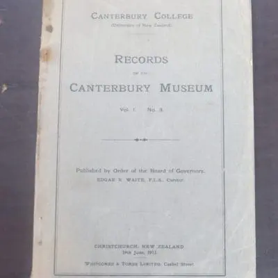 Records of the Canterbury Museum, Whitcombe & Tombs, Christchurch, 1911, New Zealand Natural History, Science, Dead Souls Bookshop, Dunedin Book Shop