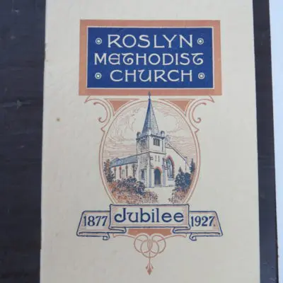 W. G. Allnutt, Roslyn Methodist Church Jubilee 1877 - 1952 + 1877-1937 broadside, Crown Print, Dunedin, Religion, Otago, Dunedin, Dead Souls Bookshop, Dunedin Book Shop