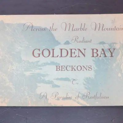 J. Halket Millar, Photographs F. S. Levine, Rev. D. Martin, Across the Marble Mountain, Radiant Golden Bay Beckons To A Paradise Of Restfulness, printers, R. Lucas & Sons, Nelson, New Zealand Non-Fiction, Dead Souls Bookshop, Dunedin Book Shop