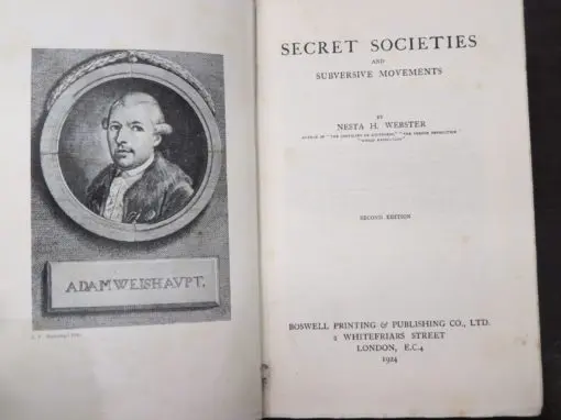 Nesta H. Webster, Secret Societies And Subversive Movements, Boswell Printing, London, 1924 reprint (1924), Occult, Philosophy, Religion, Dead Souls Bookshop, Dunedin Book Shop