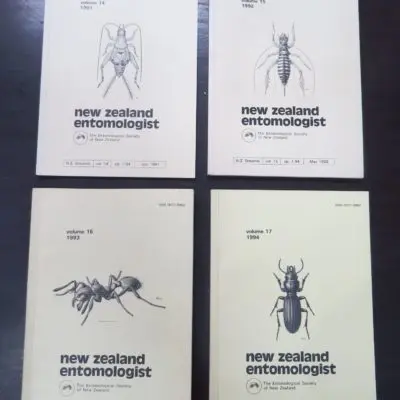 New Zealand Entomologist, The Entomological Society of New Zealand, 4 issues: Vol. 14, 1991, Vol. 15, 1992, Vol. 16, 1993, Vol. 17, 1994, New Zealand Non-Fiction, Science, Natural History, New Zealand Natural History, Dead Souls Bookshop, Dunedin Book Shop