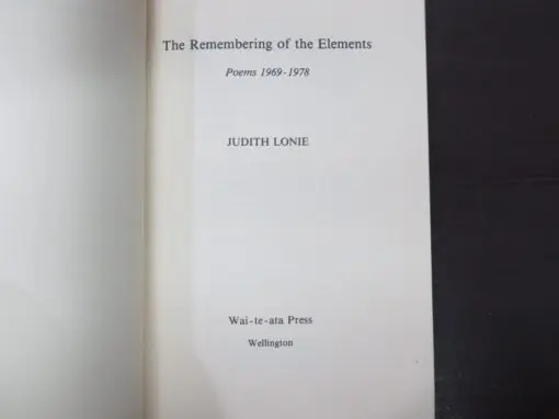 Judith Lonie, The Remembering of the Elements, Poems 1969-1978 - Image 4