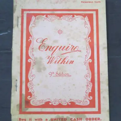 Enquire Within, 9th Edition, The Householder, Crawford Street, Dunedin, Cooking, Dunedin, Dead Souls Bookshop, Dunedin Book Shop