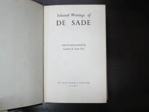 Leonard de Saint-Yves, Selected and Translated, Selected Writings of De Sade - Image 7