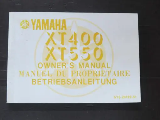 XT400 XT500, Yamaha Owner's Manual, Yamaha Motor Co., Ltd, 1982/10, Motorcycyle, Automobile, Dead Souls Bookshop, Dunedin Book Shop