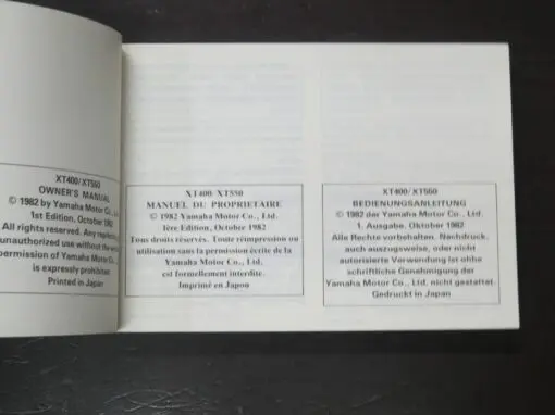 XT400 XT500, Yamaha Owner's Manual, 1982 - Image 4