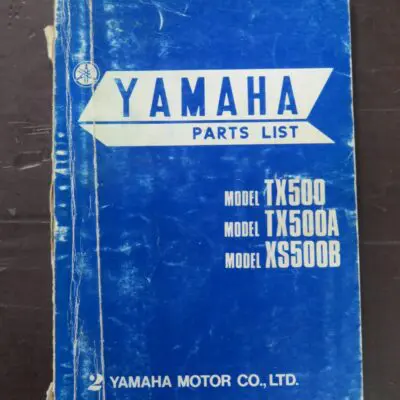 TX500, TX500A, TX500B Yamaha Parts List, Yamaha Motor Co., Ltd, Japan, 1974/9, Motorcycle, Automobiles, Dead Souls Bookshop, Dunedin Book Shop