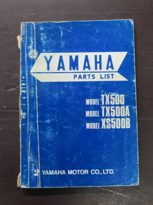 TX500, TX500A, TX500B Yamaha Parts List, Yamaha Motor Co., Ltd, Japan, 1974/9, Motorcycle, Automobiles, Dead Souls Bookshop, Dunedin Book Shop