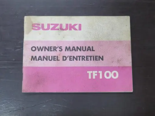 TF100 Suzuki Owner's Manual, Suzuki Motor Co., Ltd, Japan, 1977/8, Motorcycle, Automobiles, Dead Souls Bookshop, Dunedin Book Shop