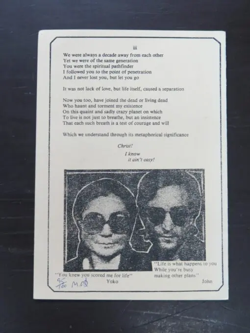 Michael O'Leary, Flip Side of the Ballad Of John And Yoko, Lines written to the Memory of John Lennon - Image 4
