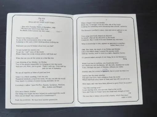 Michael O'Leary, Flip Side of the Ballad Of John And Yoko, Lines written to the Memory of John Lennon - Image 3