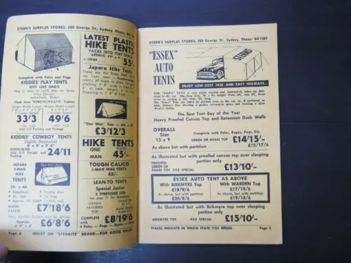 Camping and Military Sale Catalogue, Sterns Surplus Stores, 200 George Street, Sydney - Image 5