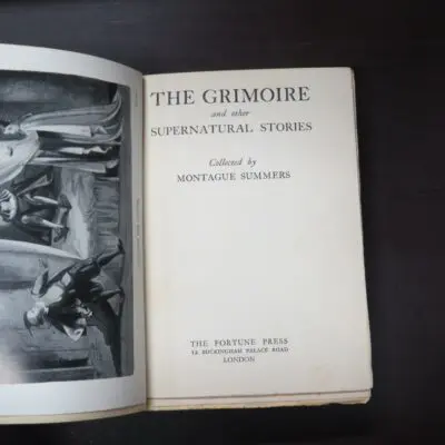 Montague Summers, The Grimoire And Other Supernatural Stories, The Fortune Press, London, no date [1936], hardback, missing dustjacket, 296 pages, 19.5 cm x13.5 cm, Horror, Dead Souls Bookshop, Dunedin Book Shop