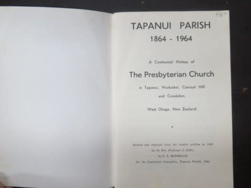 Tapanui Parish 1864 - 1964, A Centennisl History of The Presbyterian Church - Image 6