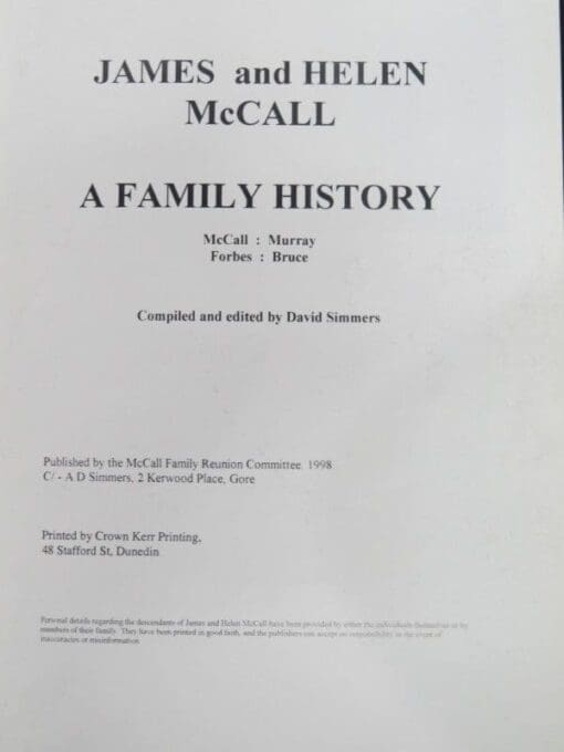 David Simmers, James and Helen McCall, A Family History, McCall : Murray : Forbes : Bruce - Image 8