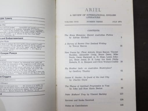 George Wing, Ed., Ariel, A Review of International English Literature, Vol. 5, No.3, July 1974 - Image 3