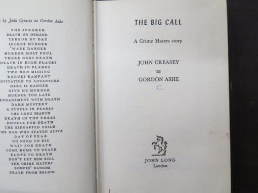 Gordon Ashe (John Creasey) The Big Call - Image 6