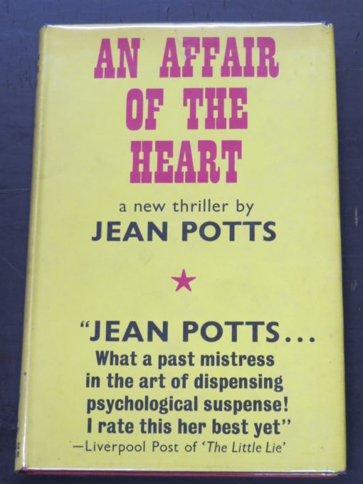 Jean Potts, An Affair of the Heart, Gollancz, London, 1970, Crime, Mystery, Detection, Dunedin Bookshop, Dead Souls Bookshop