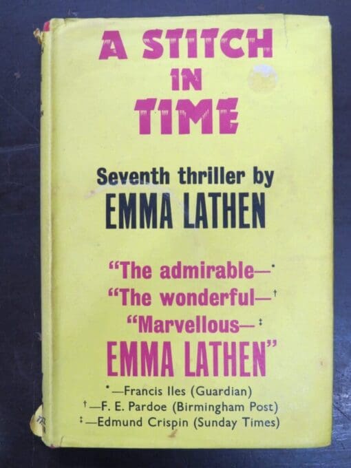 Emma Lathen, A Stitch In Time, Gollancz, London, 1968, Crime, Mystery, Detection, Dunedin Bookshop, Dead Souls Bookshop