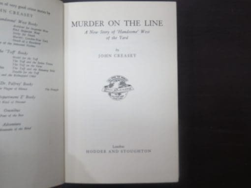 John Creasey, Murder On The Line : A New Story of 'Handsome' West of the Yard - Image 6