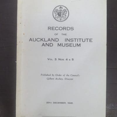 Records of the Auckland Institute and Museum, Vol. 3, Natural History, New Zealand Non-Fiction, Science, Dead Souls Bookshop, Dunedin Book Shop