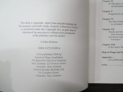 John McKean, The Church in a Special Colony: A History of the Presbyterian Synod of Otago-Southland 1866-1991 - Image 5