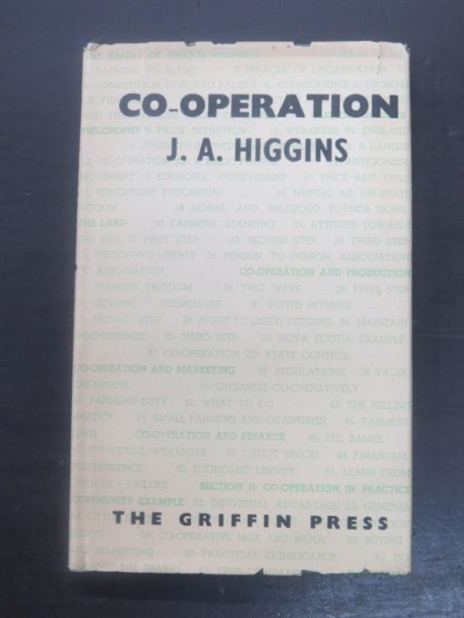 J. A. Higgins, Co-Operation, Griffin Press, Auckland, New Zealand Non-Fiction, Caxton Press, Christchurch, Dead Souls Bookshop, Dunedin Book Shop