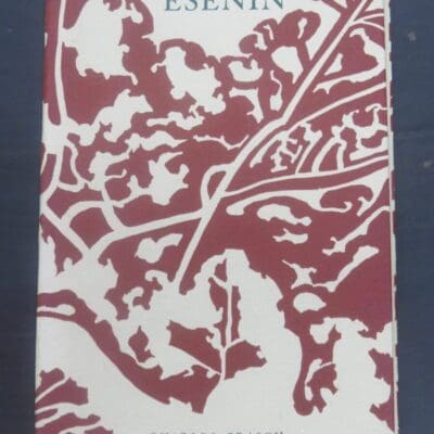 Esenin, Poems, Translated by Charles Brasch, Peter Soskice, Wai-te-ata Press, Wellington, 1970, Poetry, Russian Poetry, Literature, Dead Souls Bookshop, Dunedin Book Shop