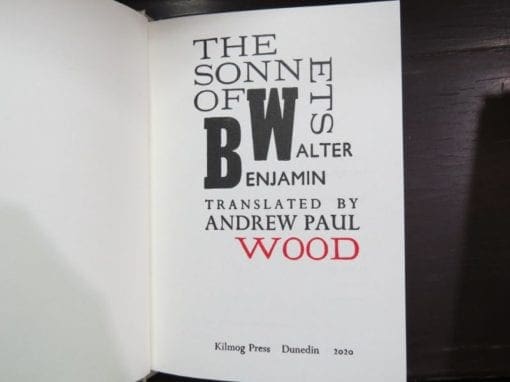 Wood, Andrew Paul, Trans., The Sonnets of Walter Benjamin, Bilingual Edition German / English - Image 4