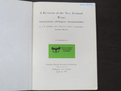 J. T. Salmon, A Revision of the New Zealand Wetas, Anostostominae (Orthoptera : Stenopelmatidae) - Image 5