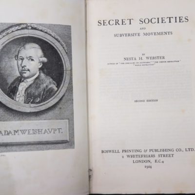 Nesta H. Webster, Secret Societies And Subversive Movements, Boswell Printing, London, 1924 reprint (1924), Occult, Philosophy, Religion, Dead Souls Bookshop, Dunedin Book Shop