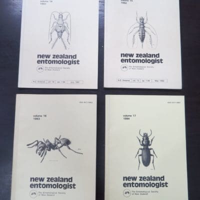 New Zealand Entomologist, The Entomological Society of New Zealand, 4 issues: Vol. 14, 1991, Vol. 15, 1992, Vol. 16, 1993, Vol. 17, 1994, New Zealand Non-Fiction, Science, Natural History, New Zealand Natural History, Dead Souls Bookshop, Dunedin Book Shop