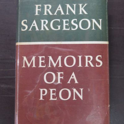 Frank Sargeson, Memoirs Of A Peon, MacGibbon & Kee, 1965, New Zealand Literature, Dead Souls Bookshop, Dunedin Book Shop