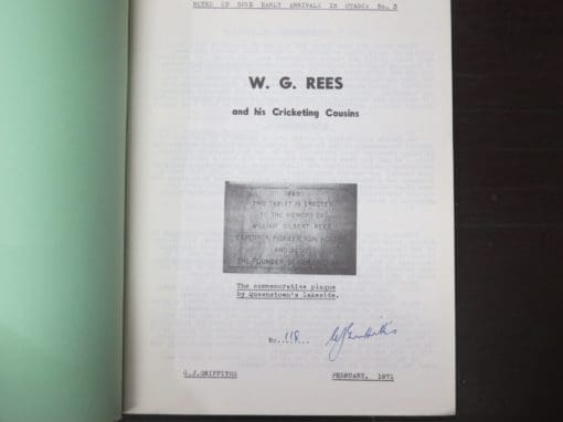 G. J. Griffiths, Notes on Some Early Arrivals in Otago, No. 3, W. G. Rees and his Cricketing Cousins - Image 4