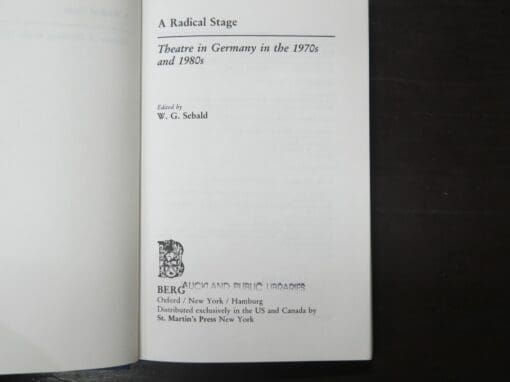 W. G. Sebald, Editor, A Radical Stage, Theatre in Germany in the 1970s and 1980s - Image 7