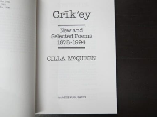 Cilla McQueen, Crikey, New and Selected Poems 1978 - 1994, Introduction by Hone Tuwhare - Image 7