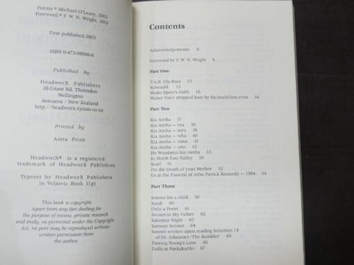 Michael O'Leary, Toku Tinihanga, Selected Poems, 1982-2002 with a foreword F. W. N. Wright - Image 5