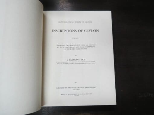 S. Paranavitana, Inscriptions Of Ceylon, Volume 1, Containing Cave Inscriptions From 3rd Century B.C. To 1st Century A.C. and Other Inscriptions In The Early Brahmi Script, Archaeological Survey of Ceylon - Image 7