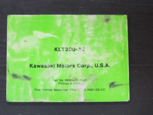 KLT200 Kawasaki All Terrain Vehicle Owner's Manual, 1980 - Image 5
