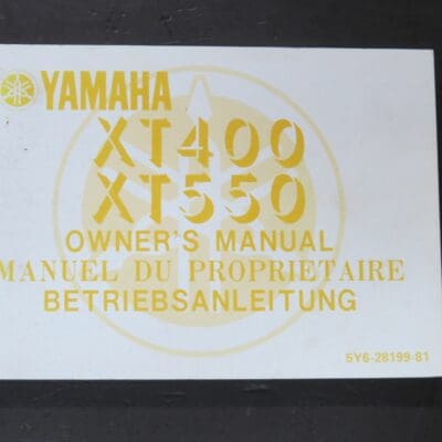 XT400 XT500, Yamaha Owner's Manual, Yamaha Motor Co., Ltd, 1982/10, Motorcycyle, Automobile, Dead Souls Bookshop, Dunedin Book Shop