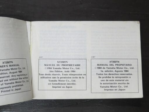 XT250TN Yamaha Owner's Manual, 1984 - Image 5