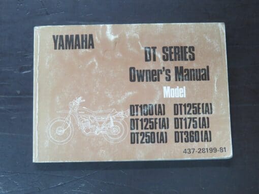 DT Series Yamaha Owner's Manual, DT100(A), DT125F(A), DT125E(A), DT175(A), DT250(A), DT360(A), Yamaha Motor Co., Ltd, Japan, 1974/1, Motorcycle, Automobiles, Dead Souls Bookshop, Dunedin Book Shop