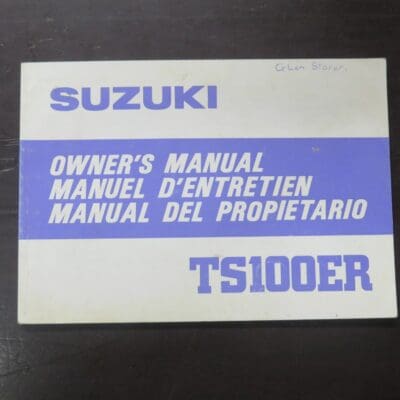 TS100ER Suzuki Owner's Manual, Suzuki Motor Co., Ltd, Japan, 1979/7, Motorcycle, Automobiles, Dead Souls Bookshop, Dunedin Book Shop