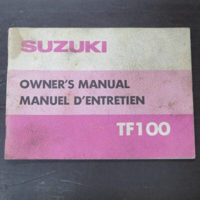TF100 Suzuki Owner's Manual, Suzuki Motor Co., Ltd, Japan, 1977/8, Motorcycle, Automobiles, Dead Souls Bookshop, Dunedin Book Shop