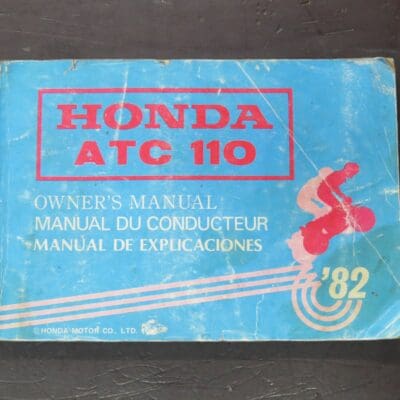 ATC 110 Honda Owner's Manual, Honda Motor Co., Ltd, Japan, 1982, Motorcycle, Automobiles, Dead Souls Bookshop, Dunedin Book Shop