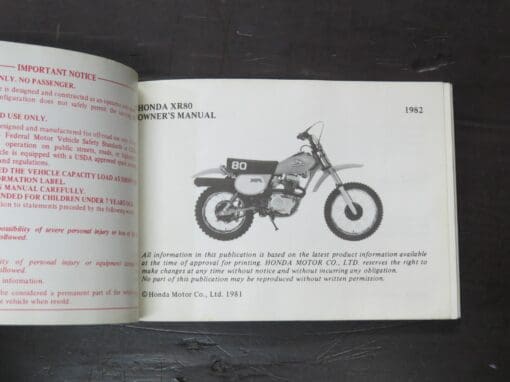 XR80 Honda Owner's Manual, 1982 - Image 4