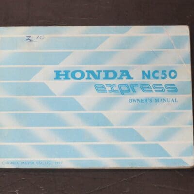 NC50 Express Honda Owner's Manual, Honda Motor Co., Ltd, Japan, 1977, Motorcycle, Automobiles, Dead Souls Bookshop, Dunedin Book Shop