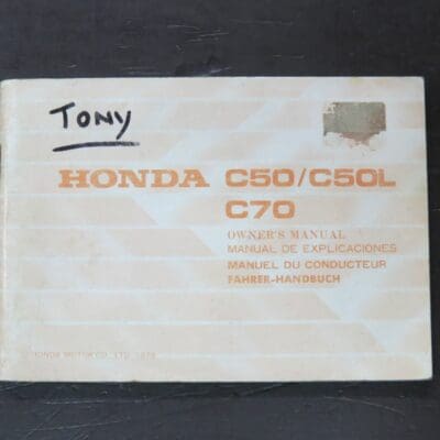 C50, C50L, C70 Honda Owner's Manual, Honda Motor Co., Ltd, Japan, 1979, Motorcycle, Automobiles, Dead Souls Bookshop, Dunedin Book Shop