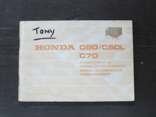 C50, C50L, C70 Honda Owner's Manual, Honda Motor Co., Ltd, Japan, 1979, Motorcycle, Automobiles, Dead Souls Bookshop, Dunedin Book Shop