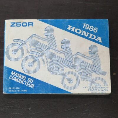 Z50R Honda Owner's Manual, 1986, Honda Motor Co., Ltd, Japan, 1985, Motorcycle, Automobiles, Dead Souls Bookshop, Dunedin Book Shop
